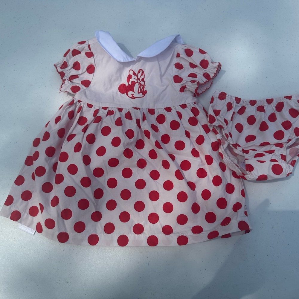 Disney Baby Dress with Red Polka Dots and Minnie Mouse